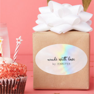 pastel holografische regenboog ovale sticker