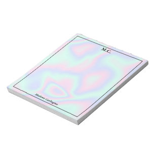 Pastel Holografische Textuur Monogram Initialen Notitieblok