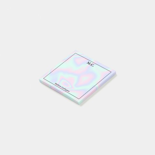 Pastel Holografische Textuur Monogram Initialen Post-it® Notes (Schuin)