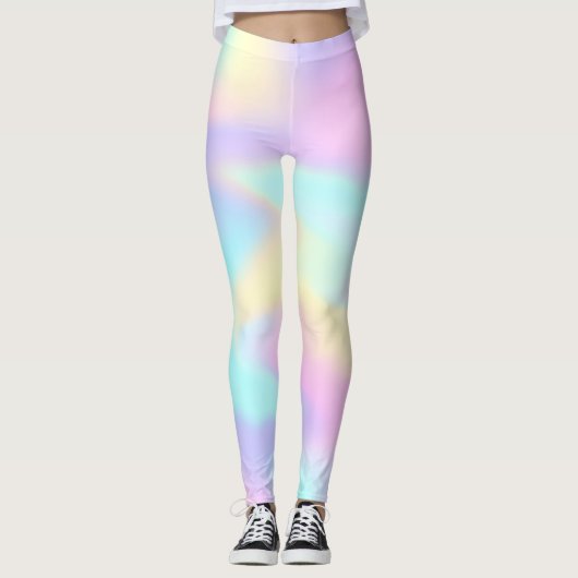Pastel Holographic Arc-en-ciel Leggings (Devant)