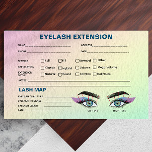 Pastel Holographic Eyelash Extension Record Kaart Visitekaartje