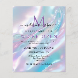 Pastel Holographic Makeup Artist Grand Opening Flyer