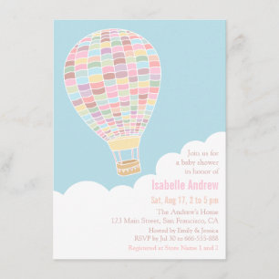 Pastel Hot Air ballon Baby Shower-uitvindingen Kaart