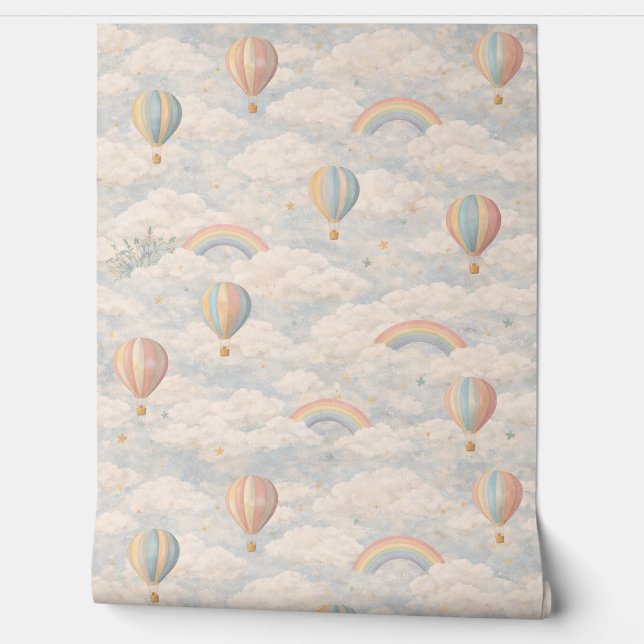 Pastel Hot Air Balloon Sky Wallpaper Behang (Afrollen)