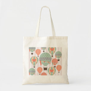 Pastel Hot Air-luchtballonnen stijgende roze gestr Tote Bag