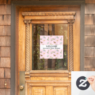 Pastel  Houten Speelgoed Patroon Roze Baby shower Raamsticker