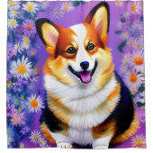 Pastel Hues Corgi Douchegordijn (Voorkant)