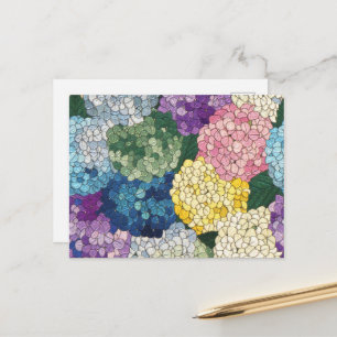 Pastel Hydrangea Bloemige Nep Gebrandschilderde Gl Briefkaart