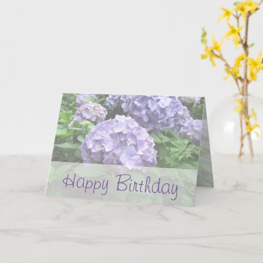 Pastel Hydrangeas à Trebah Carte d'anniversaire (Fleur jaune)