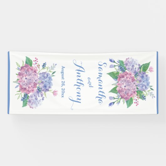 Pastel Hydrangeas - Bannière Mariage verticale (Horizontal)