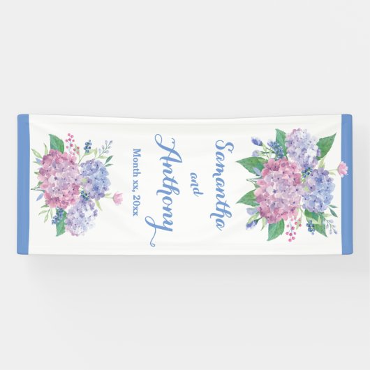 Pastel Hydrangeas - Bannière Mariage verticale (Horizontal)
