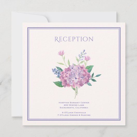 Pastel Hydrangeas - Floral Wedding Kaart (Achterkant)