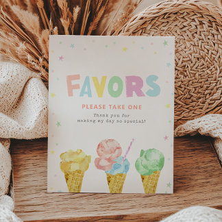Pastel Ice Cream Birthday Favorieten Teken Reclamebord Met Voetstuk
