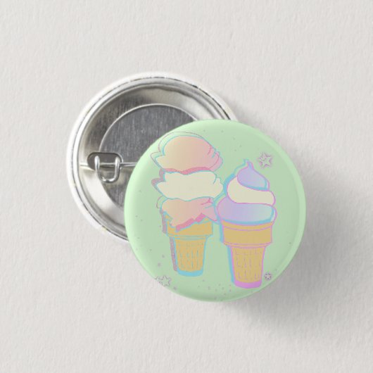 Pastel Ice Cream Button - Mint (Voorkant /achterkant)