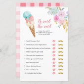 Pastel Ice Cream Floral zei dat ze Kaart zei (Voorkant / Achterkant)