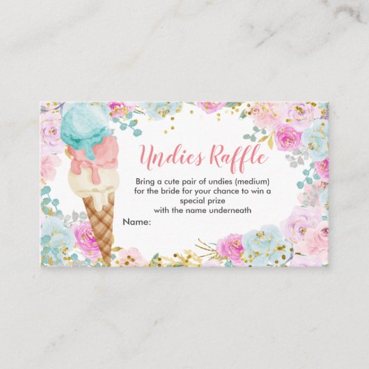 Pastel Ice Cream Undies Raffle Enclosure Kaart (Voorkant)