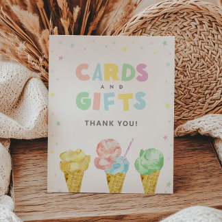 Pastel Ice Cream Verjaardagskaarten en Geschenken Reclamebord Met Voetstuk