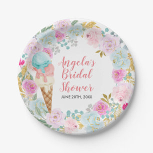Pastel Ice Cream waterverf Flowers Paper Borden Papieren Bordje