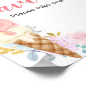 Pastel Ice crème Flowers Waterverf Favor Sign Poster (Hoek)