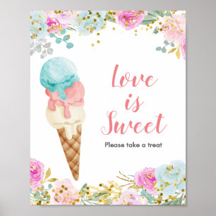 Pastel Ice crème Waterverf Love is Sweet Sign Poster