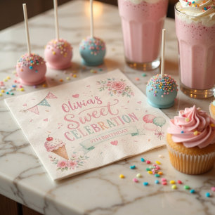 Pastel Ijsje Verjaardag Zoete Viering Servet