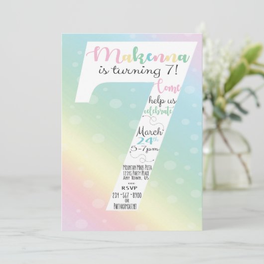 Pastel Invitation d'anniversaire (Debout devant)