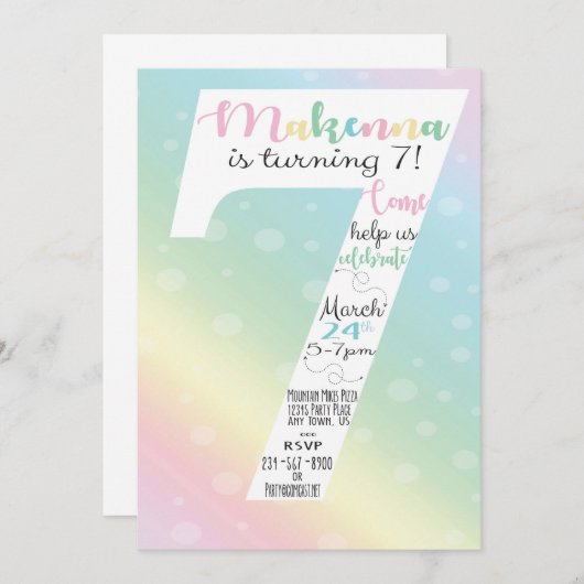 Pastel Invitation d'anniversaire (Devant / Derrière)