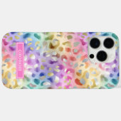 Pastel Iridescent Leopard Print Monogrammed Case-Mate iPhone Case (Achterkant (horizontaal))