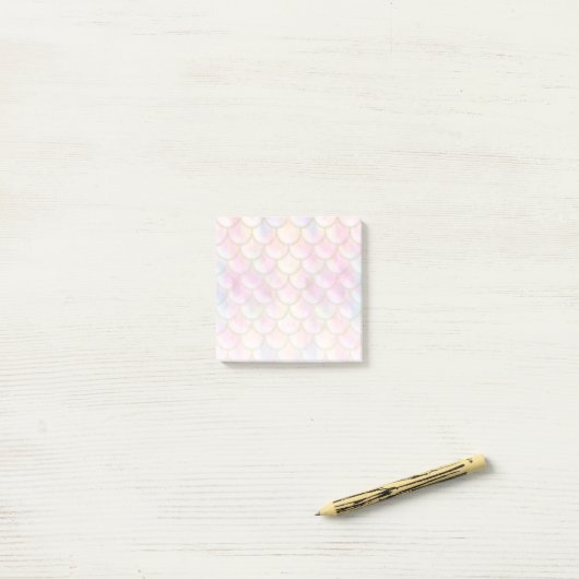 Pastel Iridescent Mermaid Scales Patroon Post-it® Notes (Op bureau)