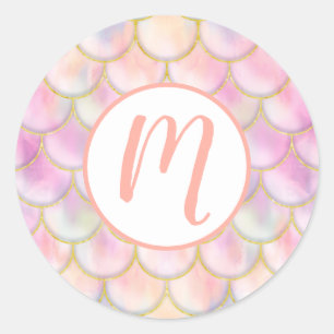 Pastel Iridescent Mermaid Scales Patroon Ronde Sticker