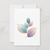 Pastel iriserende bladeren bruiloft dromerige past bedankkaart (Achterkant)