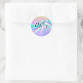 Pastel iriserende regenboog ombre monogram ronde sticker (Tas)