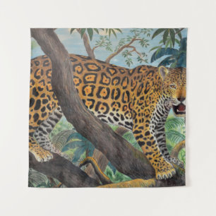 Pastel jaguar: oerwoud tekenen. wandkleed