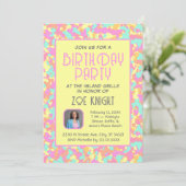 Pastel Jaune Confetti Invitation de fête d'anniver (Debout devant)