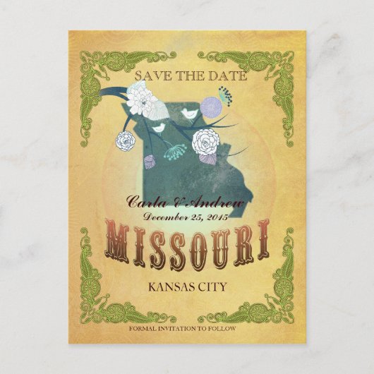 Pastel Jaune Save The Date - Carte Avec De Jolies (Devant)