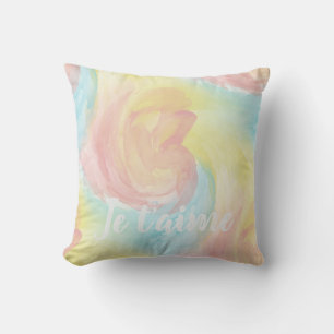 Pastel Je Taime Watercolor Swirl Kussen