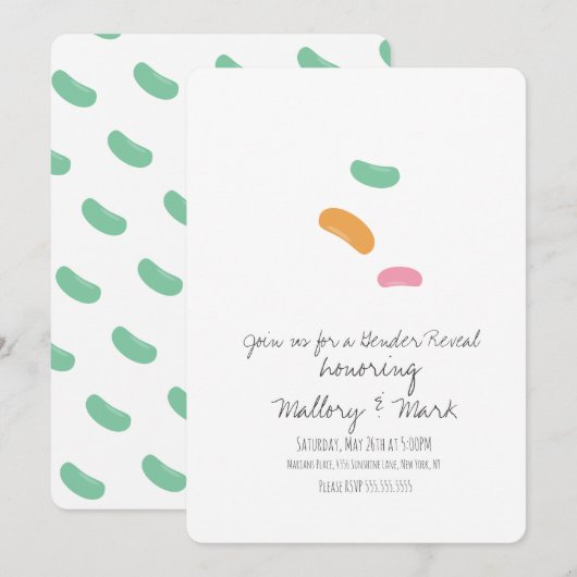 Pastel Jelly Snoep Gender onthulling Kaart (Voorkant / Achterkant)