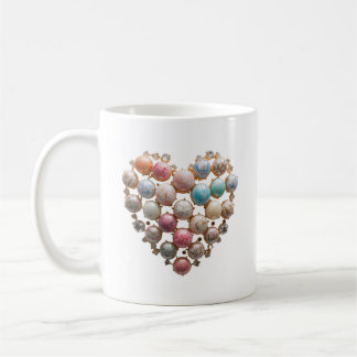 Pastel Jewel Heart Bloem Kunstmok — Cottagecore Cr Koffiemok