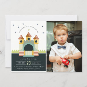 Pastel Jumping Castle Jump Foto's Birthday Kaart