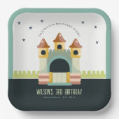 Pastel Jumping Castle Jump & Play Kids Birthday Papieren Bordje (Voorkant)