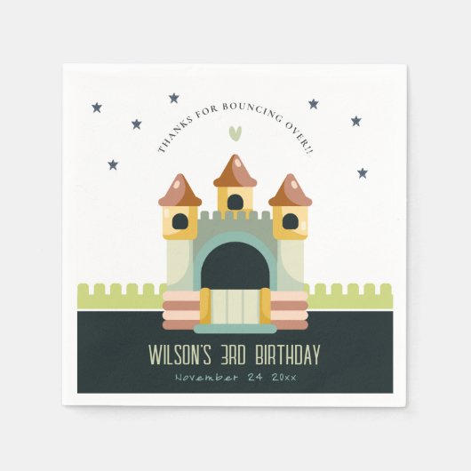 Pastel Jumping Castle Jump & Play Kids Birthday Servet (Voorkant)