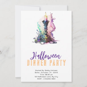 Pastel Kaars Rook Halloween Dinerfeest Kaart