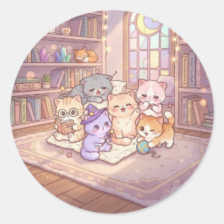 Pastel Kat Bibliotheek Vrienden Sticker