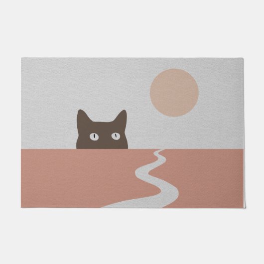 Pastel kat deurmat, roze decormat deurmat (Voorkant)