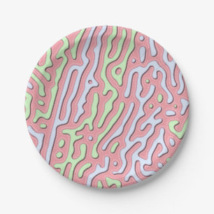 Pastel Kawaii Abstract Kleurrijk Splatter Ontwerp Papieren Bordje