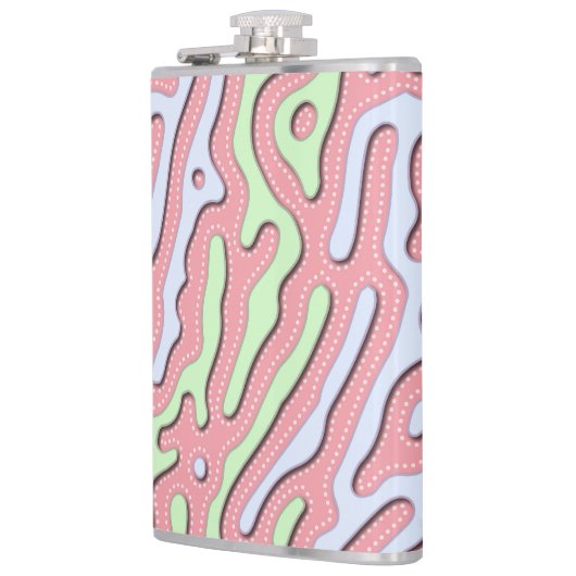 Pastel Kawaii Abstract Kleurrijk Squiggle Design Heupfles (Links)