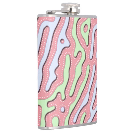 Pastel Kawaii Abstract Kleurrijk Squiggle Design Heupfles (Rechts)