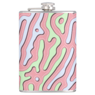 Pastel Kawaii Abstract Kleurrijk Squiggle Design Heupfles