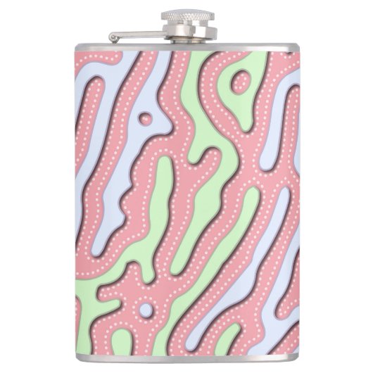 Pastel Kawaii Abstract Kleurrijk Squiggle Design Heupfles (Voorkant)