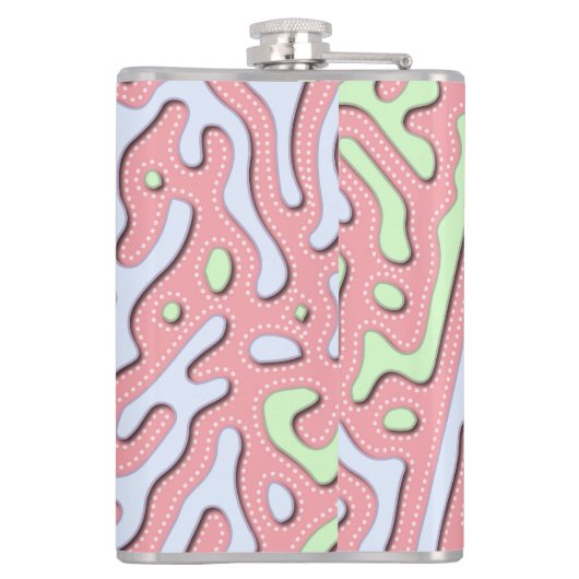 Pastel Kawaii Abstract Kleurrijk Squiggle Design Heupfles (Achterkant)